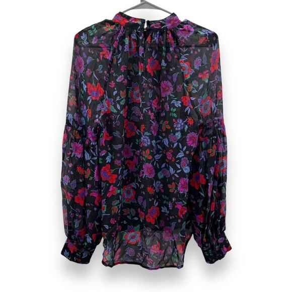 Veronica Beard Cicely Silk Multicolor‎ Floral Print Long Sleeve Blouse Sz 8 - Picture 6 of 9